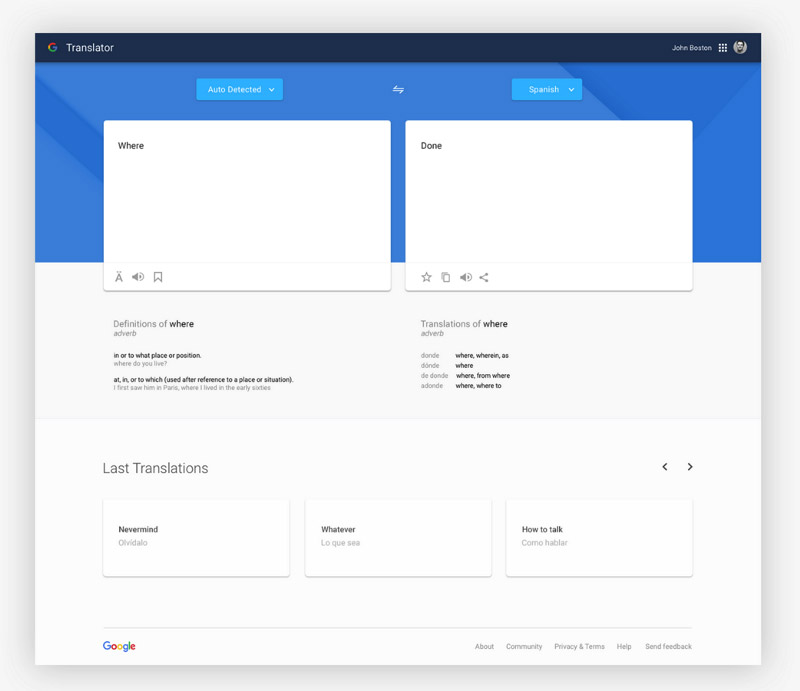 Google Translate Material Design Mmminimal